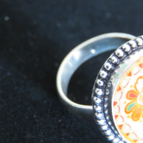 Boho Chic Dichroic Sterling Silver Ladies Ring Sz9 - Picture 4 of 5